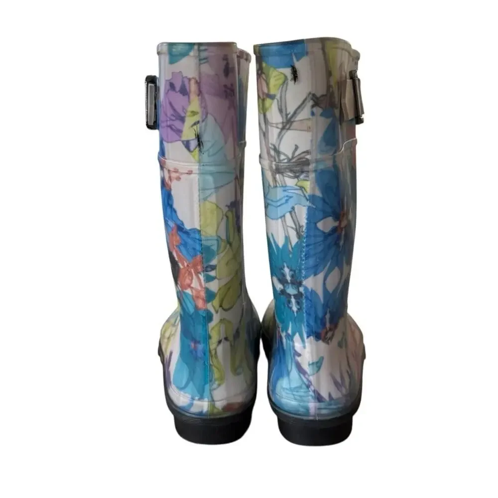 Kamik Girl’s Toddler Floral Rain Boots Waterproof Blue White Size 11